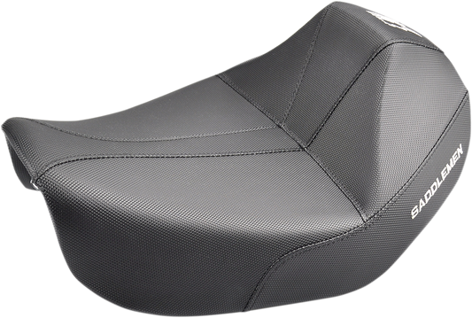 SADDLEMEN 1WR seat for Dyna 2006-2017 motorcycle, black seat with textured surface, designed for comfort and style.