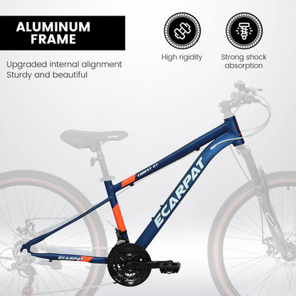 Hycline Ecarpat Trigger 27-inch bicycle frame with sleek black finish and sturdy construction, ready for assembly and riding.