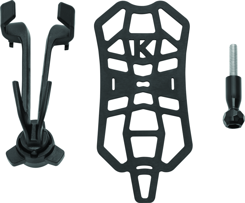 Kuryakyn Free-Flex Device Holder with perch screw mount in black, showing adjustable mounting arm and secure device clamp.