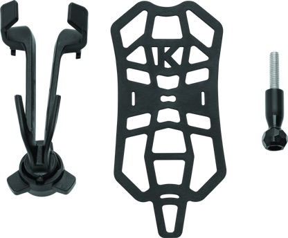 Kuryakyn Free-Flex Device Holder with perch screw mount in black, showing adjustable mounting arm and secure device clamp.