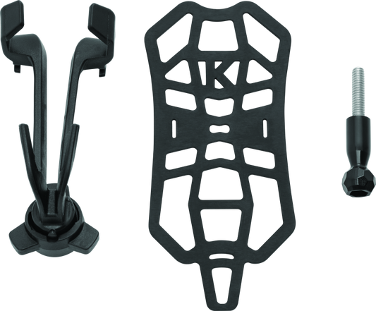 Kuryakyn Free-Flex Device Holder with perch screw mount in black, showing adjustable mounting arm and secure device clamp.