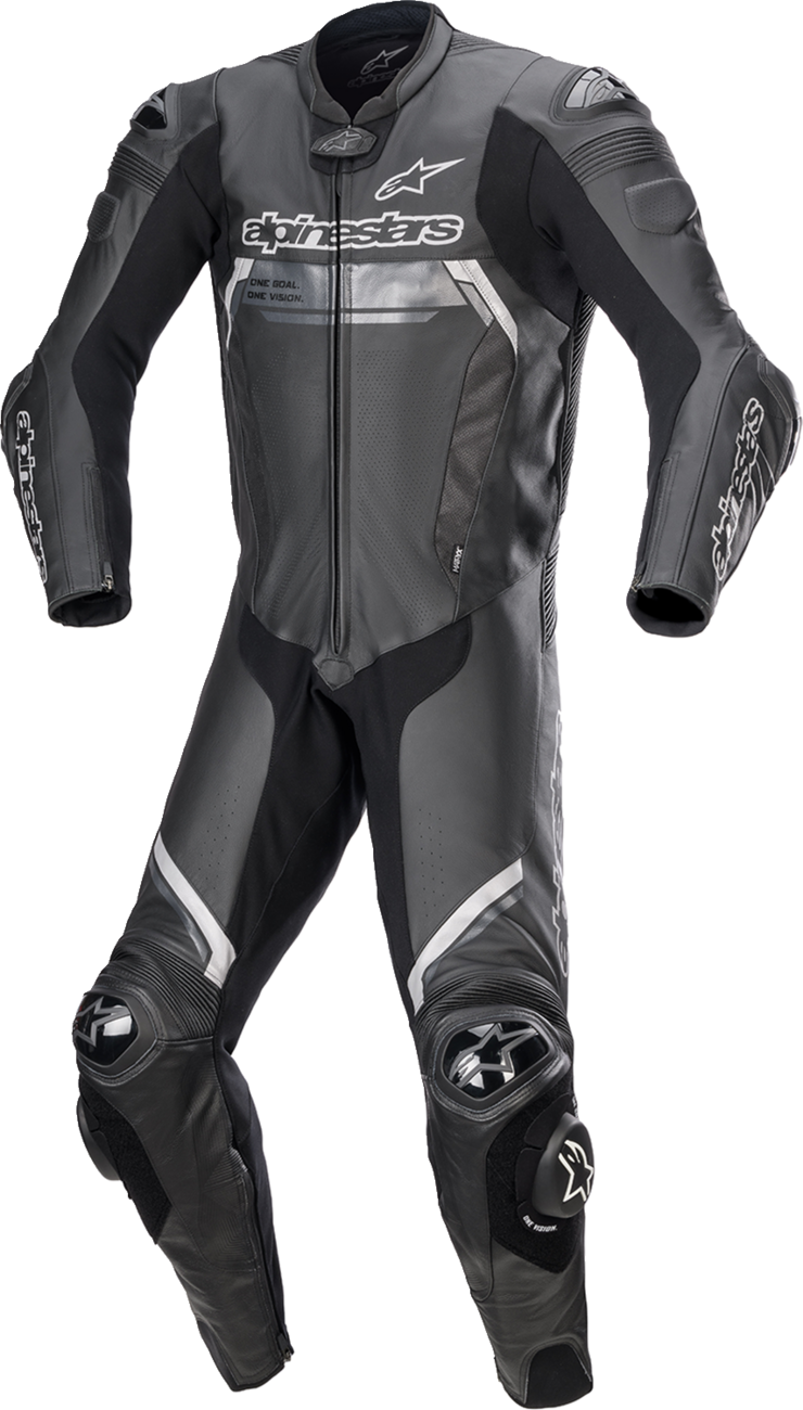 Black ALPINESTARS Missile Ignition v2 1-piece motorcycle suit with armor, displayed on a plain background, US 40 / EU 50.