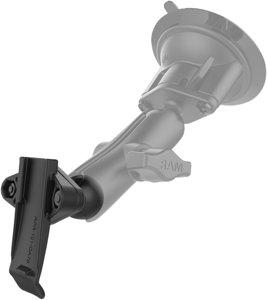 Garmin RAM-B-202-GA76U Spine Mount ball joint engine mount by RAM MOUNTS, with metal construction and mounting hardware visible.