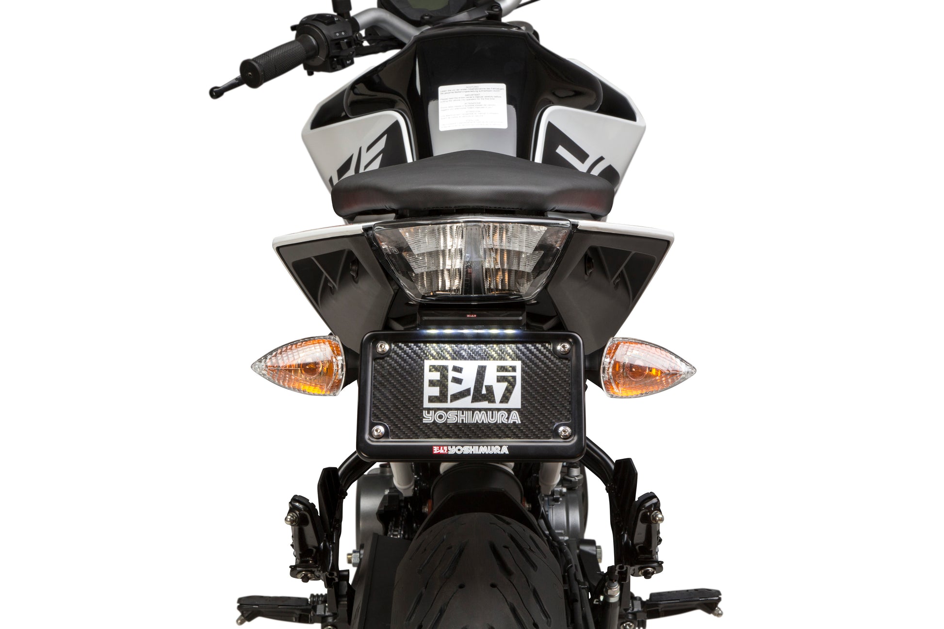 YOSHIMURA Yamaha KTM Fender Eliminator Kit installed on motorcycle, showing sleek black tail tidy with mounting hardware.