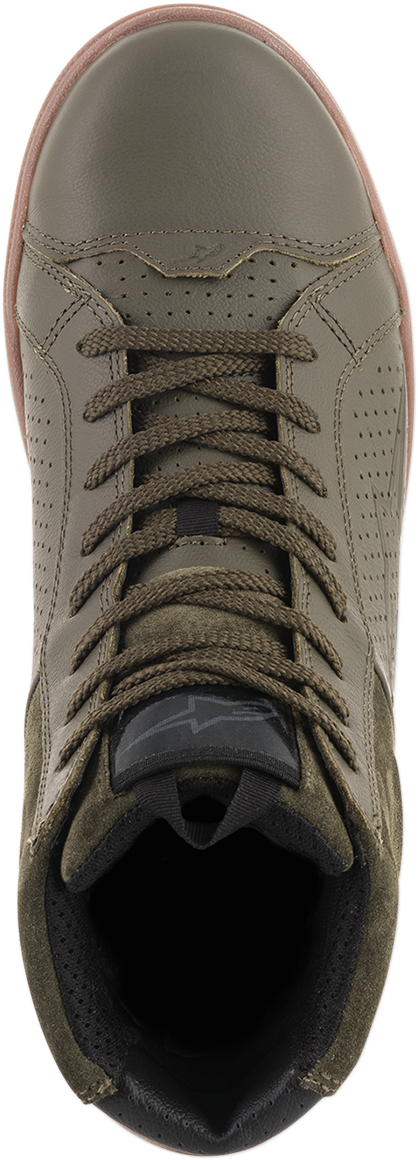 Bill's Exhausts Alpinstars Jam Air Shoes in military green, US 9, with breathable design and sporty style.