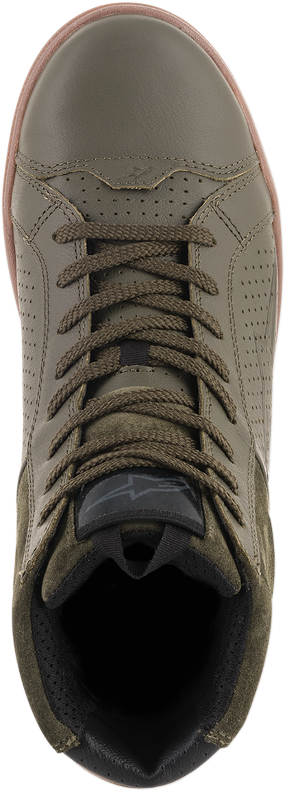 Bill's Exhausts Alpinstars Jam Air Shoes in military green, US 9, with breathable design and sporty style.