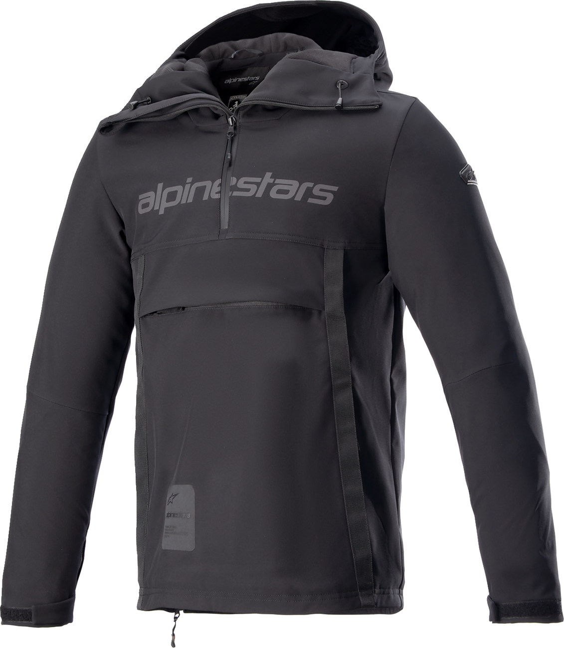 Black Alpinestars Sherpa jacket in medium, featuring a cozy fleece lining and stylish design, displayed on a hanger.