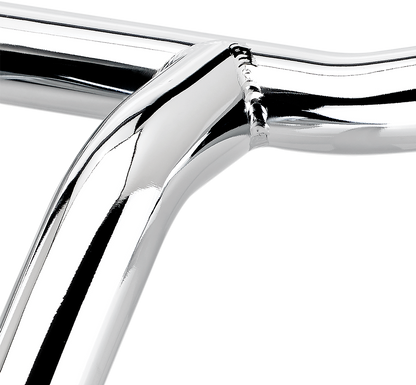 Chrome BILTWELL Tyson XL Pullback Handlebar, 14-inch wide, with curved design for motorcycle handlebars.