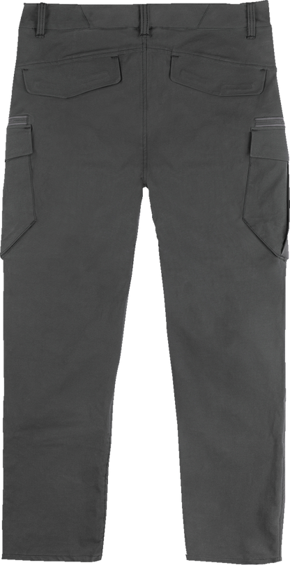 Black ICON Superduty3 pants by Bill's Exhausts, size 36, showing the durable fabric and tailored fit in a detailed front view.