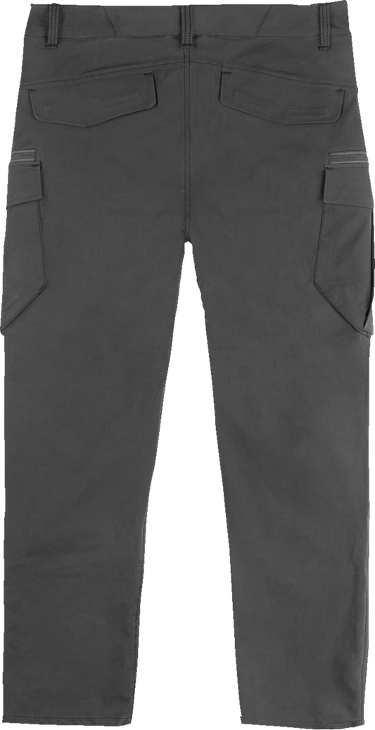 Black ICON Superduty3 pants by Bill's Exhausts, size 36, showing the durable fabric and tailored fit in a detailed front view.
