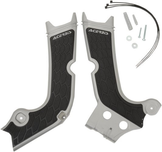 ACERBIS X-Grip Frame Guards - Silver/Black 2630711015 - Howling Moto