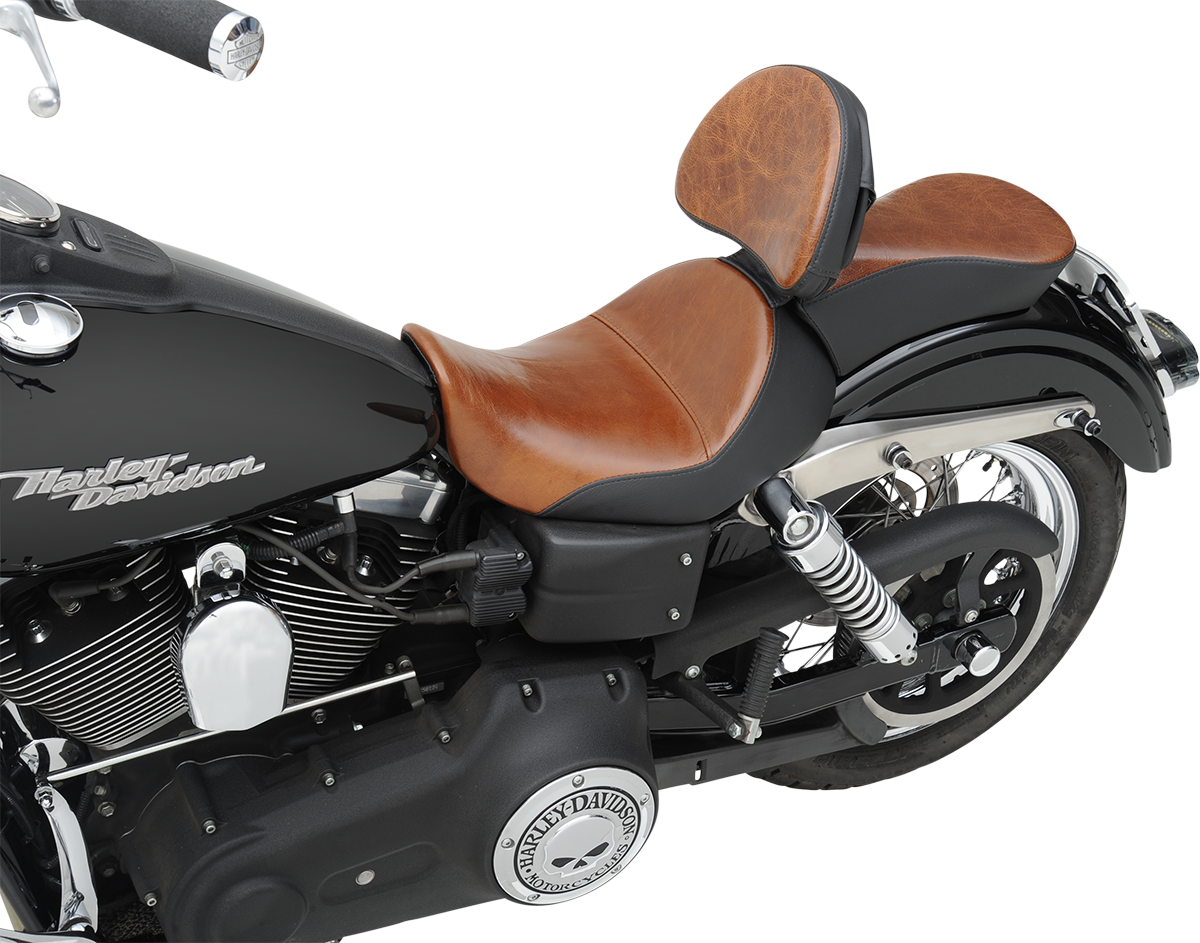 Brown SADDLEMEN Pillion Pad for Renegade Lariat motorcycle seat, designed for comfort and style.
