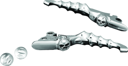 Kuryakyn Zombie Levers for Harley-Davidson 2008-2009 Touring, chrome or black powdercoat finish, mounted on handlebars.