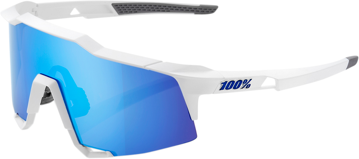 100% Speedcraft Sunglasses - White - Blue Mirror 60007-00012 - Howling Moto