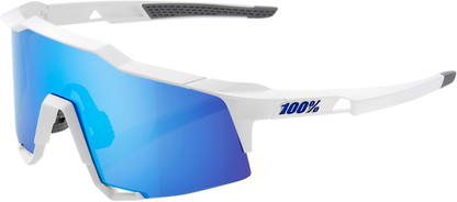 100% Speedcraft Sunglasses - White - Blue Mirror 60007-00012 - Howling Moto