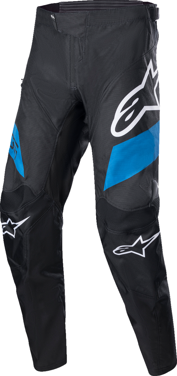 Alpinestars Astar Racer Pants in black and blue, US 34 / EU 40, showing sleek motorcycle racing design and durable material.