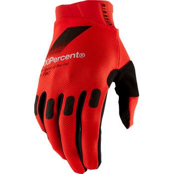 Red Ridefit gloves by Bill's Exhausts in XL size, featuring a snug fit and textured grip for riding comfort.