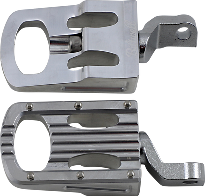 Polished BILTWELL Punisher footpeg for motorcycle, sturdy step body with detailed metal finish and brand markings.