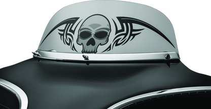 Kuryakyn Smooth Windshield Trim for Harley Davidson Touring models, black metal finish, designed for 1996-2013 motorcycle windshields