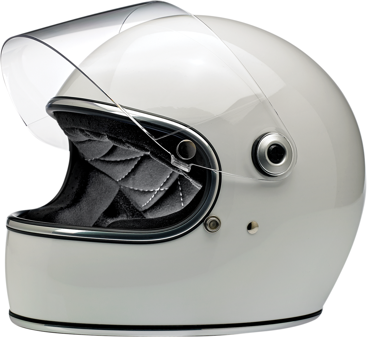 Gloss white BILTwell Gringo S helmet in XS size, featuring smooth helmet shell with ventilation vents and secure strap.