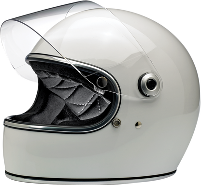 Gloss white BILTwell Gringo S helmet in XS size, featuring smooth helmet shell with ventilation vents and secure strap.
