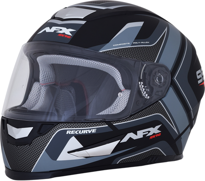 Bill's Exhausts AFX FX-99 Helmet Recurve style in matte black and gray, large size, with aerodynamic design and adjustable strap