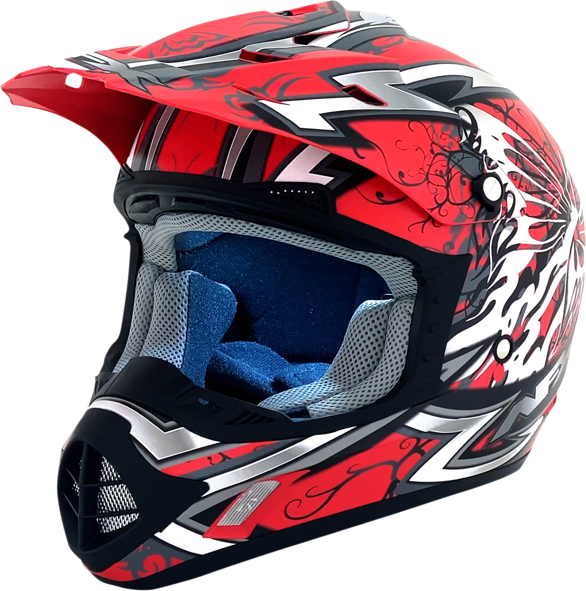Bill's Exhausts AFX FX-17Y butterfly helmet in matte Ferrari red, large size, with sleek aerodynamic design.