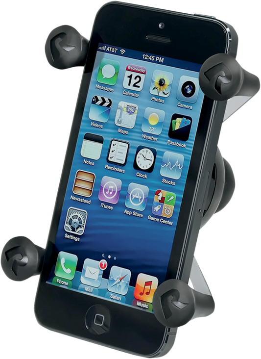 Engine RAM Mounts Cradle with X-Grip for Bill's Exhausts RAM-HOL-UN7B, designed to securely hold mobile devices.
