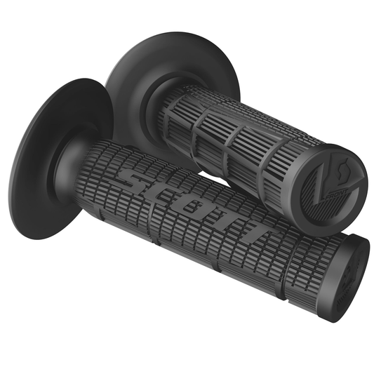 Scott Half Waffle grips in black for motorcycle handlebars, designed for comfort and control.