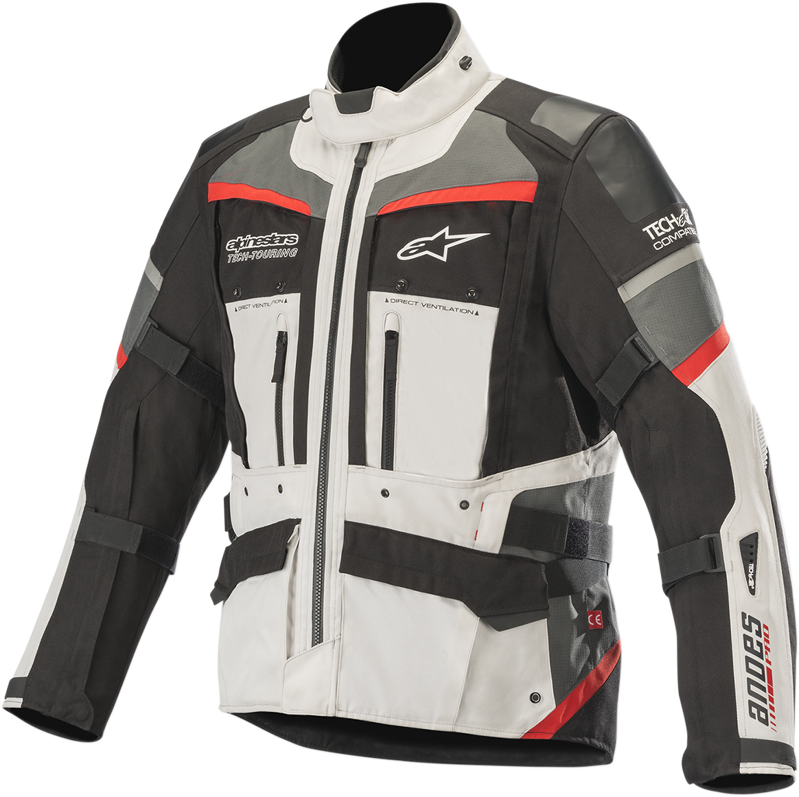 Alpinestars Andes Pro Drystar jacket in gray, black, and red, small size, featuring protective design and durable materials.