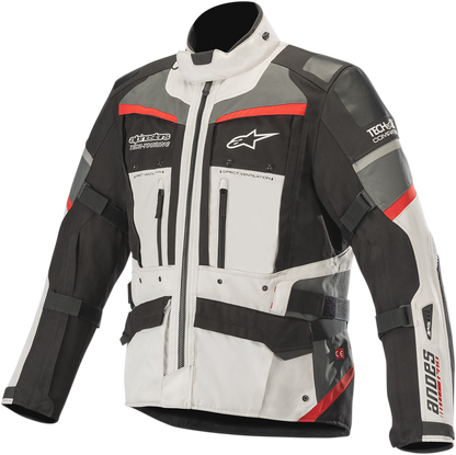 Alpinestars Andes Pro Drystar jacket in gray, black, and red, small size, featuring protective design and durable materials.