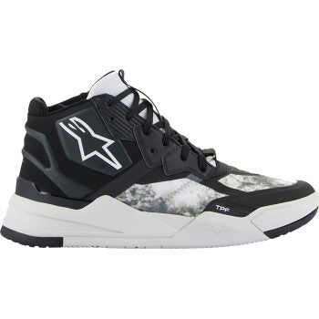 Alpinestars Speedflight shoe in black, gray, and white, showing the sleek design and sporty style for US size 14.