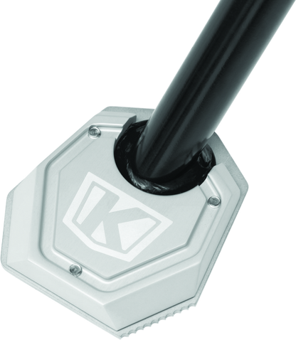 Kuryakyn Lodestar Kickstand Shoe for BMW R1200GS with tire bead breaking tool, providing enhanced stability and support.