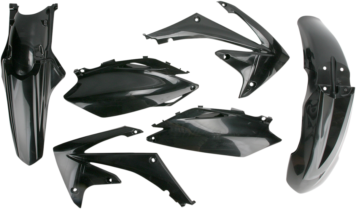 ACERBIS standard replacement black body kit for motorcycles, showing the sleek, assembled black body panels.