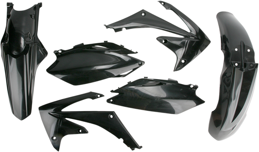 ACERBIS standard replacement black body kit for motorcycles, showing the sleek, assembled black body panels.
