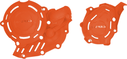 A bright orange ACERBIS X-Power Kit body for HUS/KTM 2023 motorcycle, designed by Bill's Exhausts.