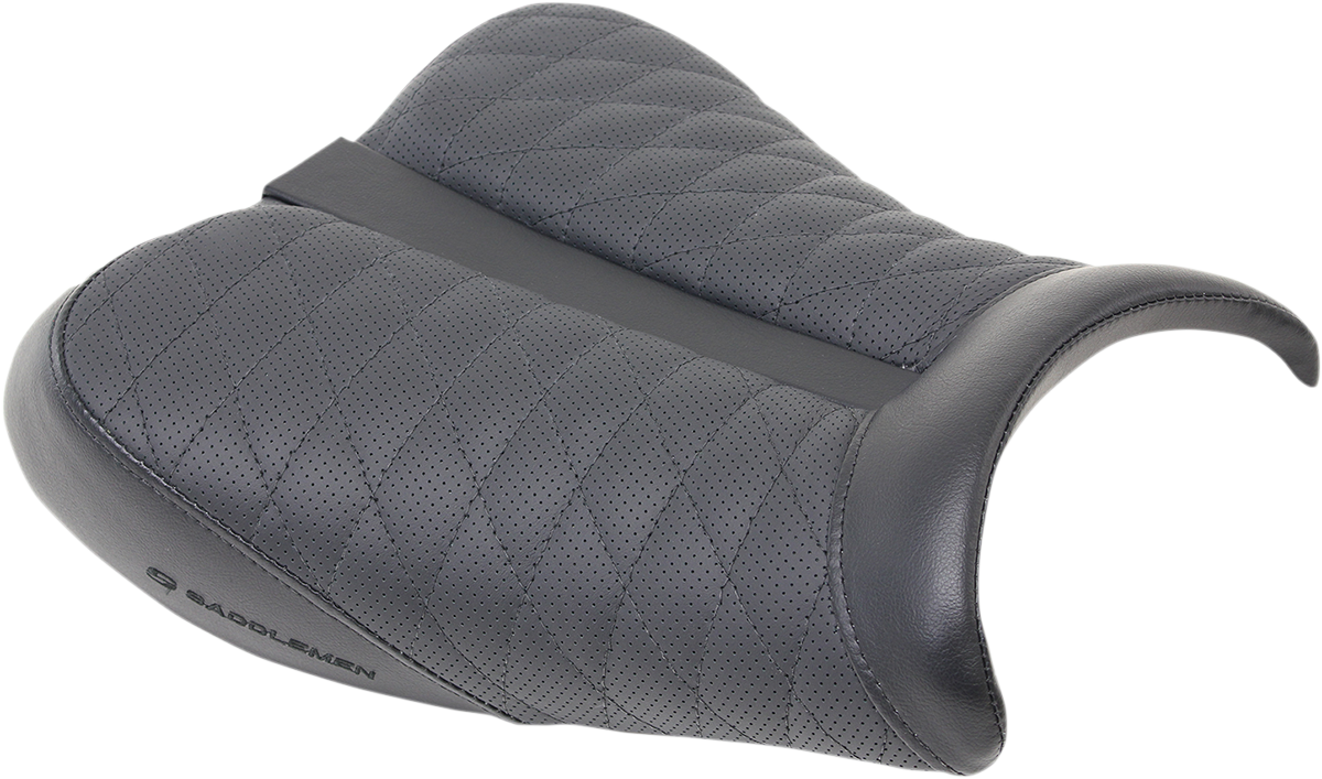 Black SADDLEMEN Track Seat with lattice stitch for GSX models 2008-2018, designed for comfort and style.
