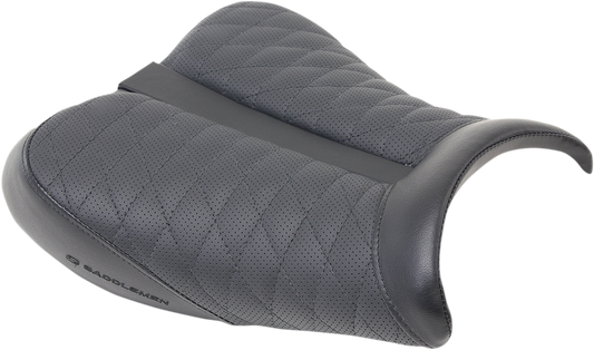 Black SADDLEMEN Track Seat with lattice stitch for GSX models 2008-2018, designed for comfort and style.