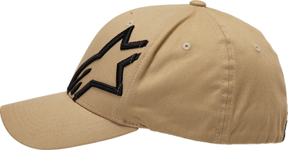 Bill's Exhausts Alpinstars Corp Shift 2 hat in sand and black, small/medium size, featuring a stylish logo design.