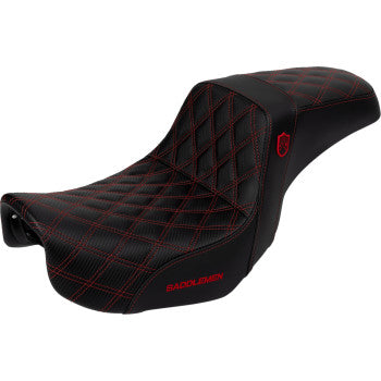 SADDLEMEN Pro Series SDC Performance Seat - Carbon Fiber/Lumbar Gripper - Red Stitch - Dyna '06-'17 SC80604RED - Howling Moto