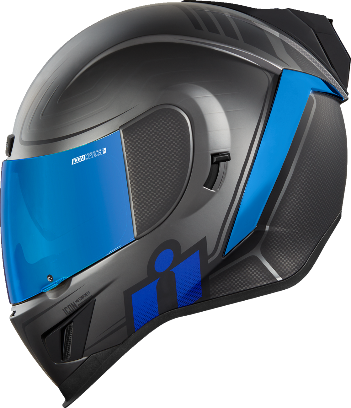 Blue ICON Airform™ Helmet Resurgent XS with aerodynamic design and ventilation openings for motorcycle riding.