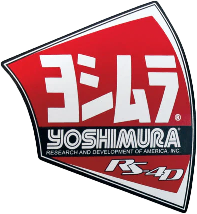 YOSHIMURA RS4D-NB002 end cap decal sticker for motorcycle exhausts, featuring sleek design and brand logo on the end cap.