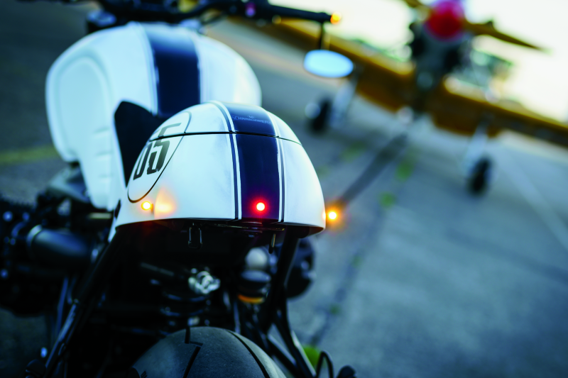 Kuryakyn Kellerman Atto smoke lens red run-brake light showcasing compact motorcycle LED tail light with smoke lens.