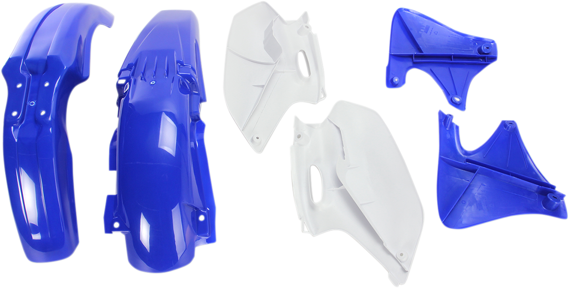 A close-up of the ACERBIS standard replacement body kit in OEM design, featuring the body parts for motorcycle customization.