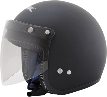 Clear AFX 3-Snap Flip Shield for helmets, compatible with Bill's Exhausts helmets, flat shield design, high-quality motorcycle helmet part.