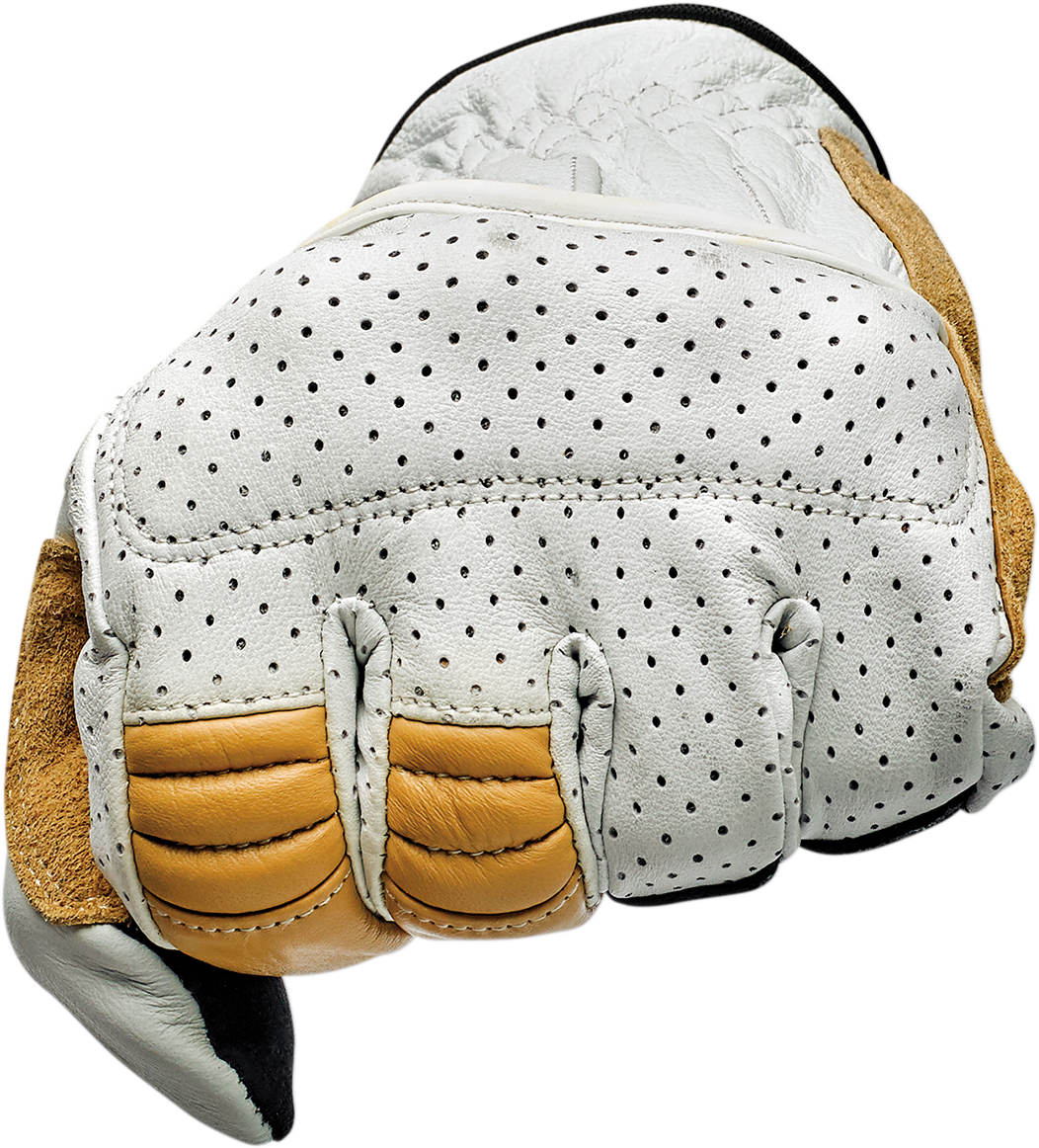 Bill's Exhausts BILTWELL Borrego Gloves in Cement, XL size, showcasing rugged motorcycle glove design with reinforced palms and secure fit.
