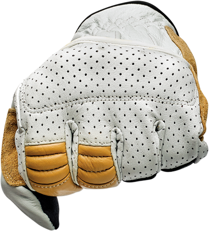 Bill's Exhausts BILTWELL Borrego Gloves in Cement, medium size, showing durable motorcycle glove with reinforced palms and adjustable wrist strap.