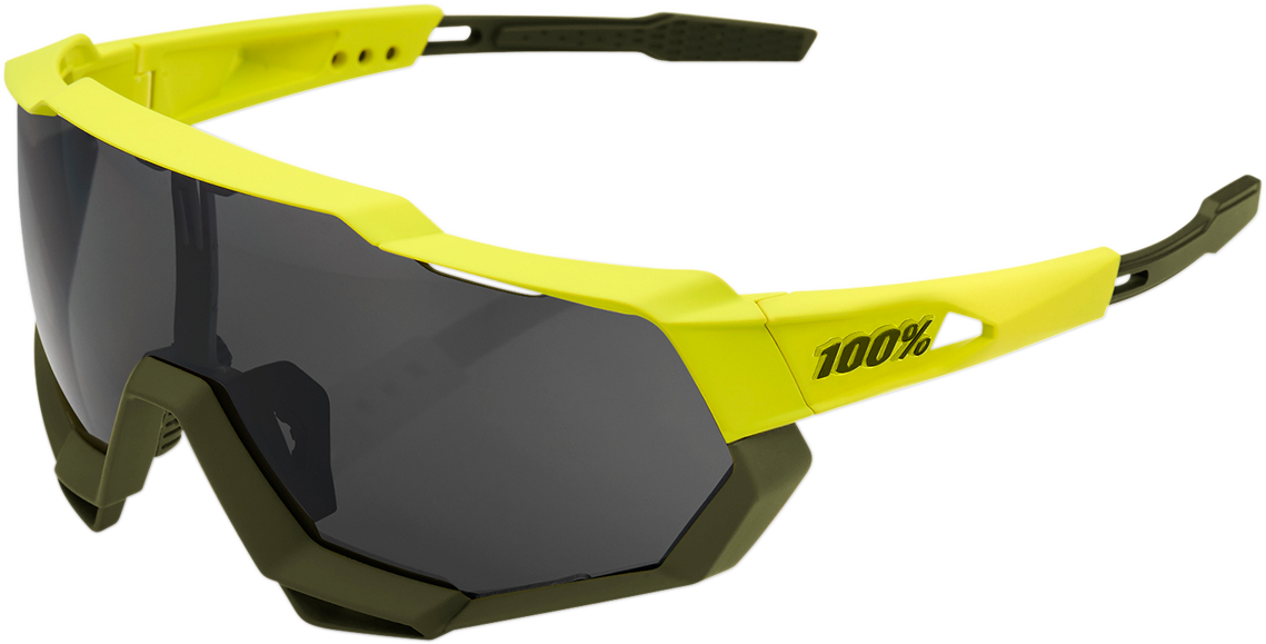 100% Speedtrap Sunglasses - Yellow - Black Mirror Lens 61023-004-61 - Howling Moto