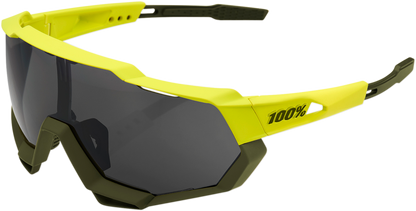 100% Speedtrap Sunglasses - Yellow - Black Mirror Lens 61023-004-61 - Howling Moto