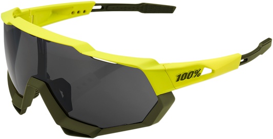 100% Speedtrap Sunglasses - Yellow - Black Mirror Lens 61023-004-61 - Howling Moto